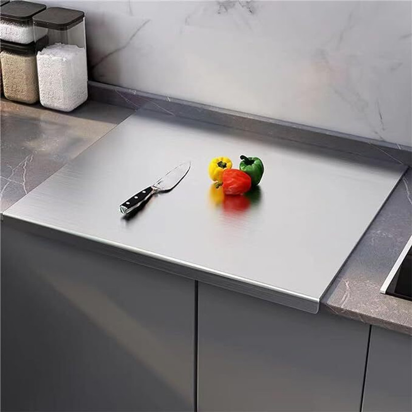 MOZILO Steel chopping board steel cutting board chopping board steel Stainless Steel Cutting Board(Silver Pack of 1 Dishwasher Safe)