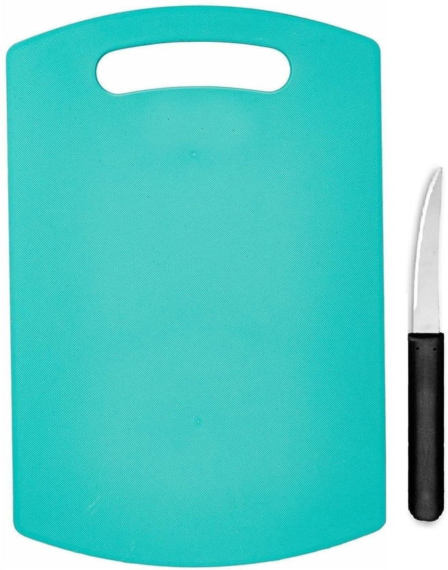 Craftbin Chopping/Cutting Board with Stainless Steel 1 Knife set for Kitchen (Plasitc) Plastic Cutting Board(Green Pack of 1 Dishwasher Safe)