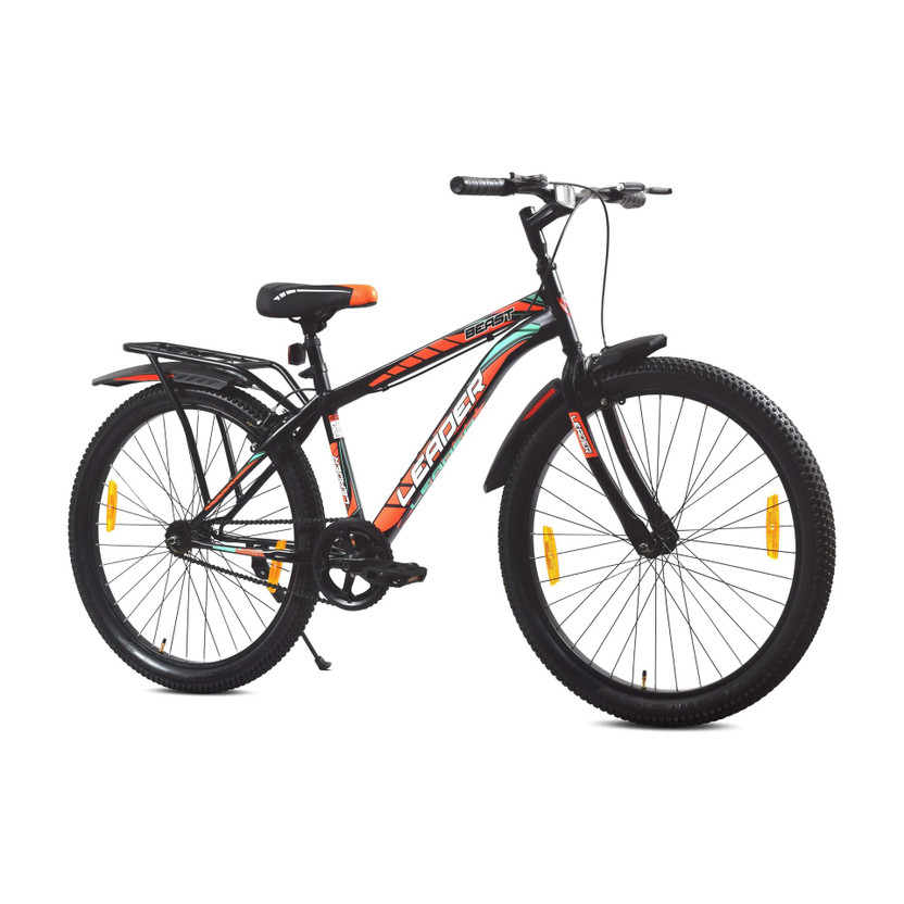 LEADER Beast 24T IBC Premium Kids MTB Cycle,City Bike/Kids Bicycle with Inbuilt Carrier 24 T (inch) Mountain Cycle(Single Speed, Black, Rigid)