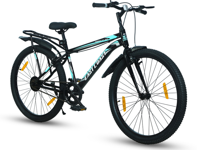 EAST COAST Premium City Bike/cycle 26t with Inbuilt Carrier 26 T (inch) Road Cycle(Single Speed, Black, Rigid)