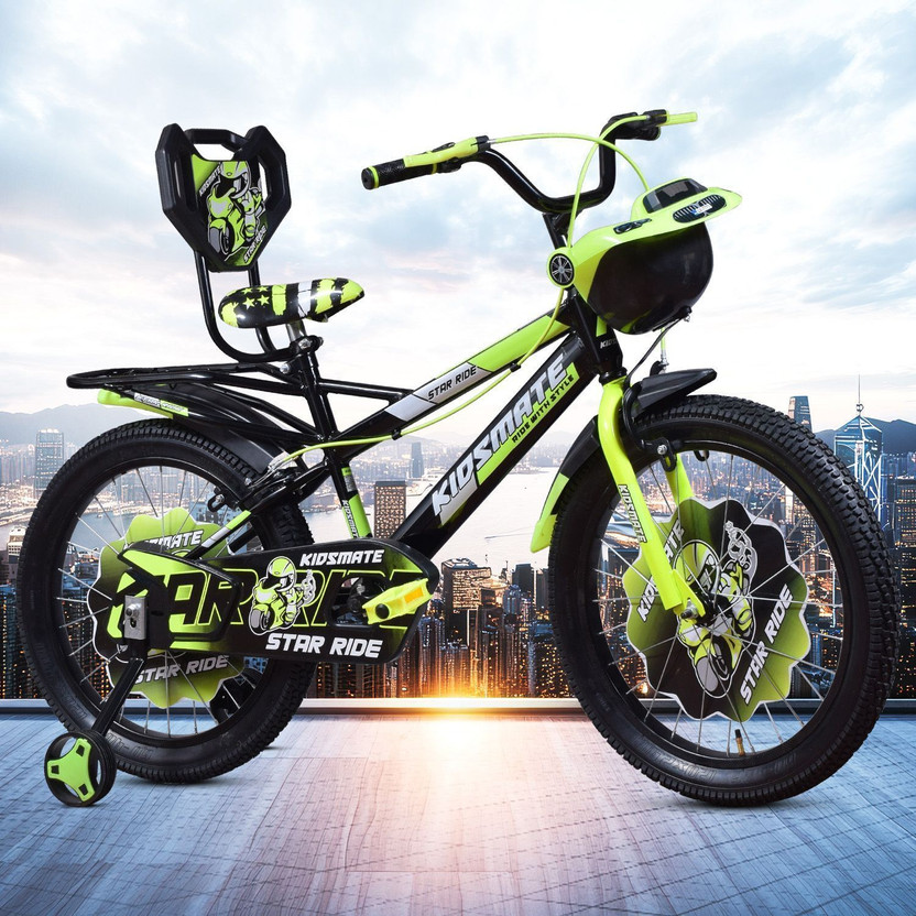 Kidsmate Star Ride 2.0 Kids Bicycle with Training Wheels | Cycle For Kids Aged 7-10 yrs 20 T (inch) Road Cycle(Single Speed, Green, Rigid)