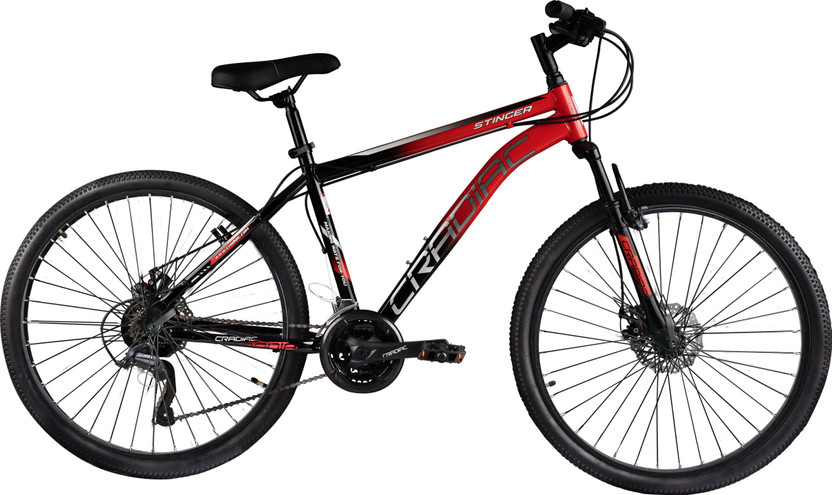 CRADIAC STINGER 21 SPEED|FRONT SUSPENSION FORK|DUAL DISC BRAKES 27.5 T (inch) Mountain Cycle(21 Gear, Red, Only Front Suspension)