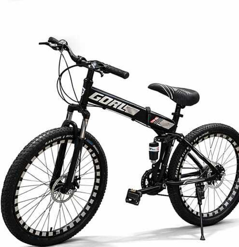 GOAL 26 Inch All-Terrain Folding Mountain Bike – Dual Suspension, 27.5 T (inch) Folding Bikes/Folding Cycle(21 Gear, Black, Only Front Suspension)
