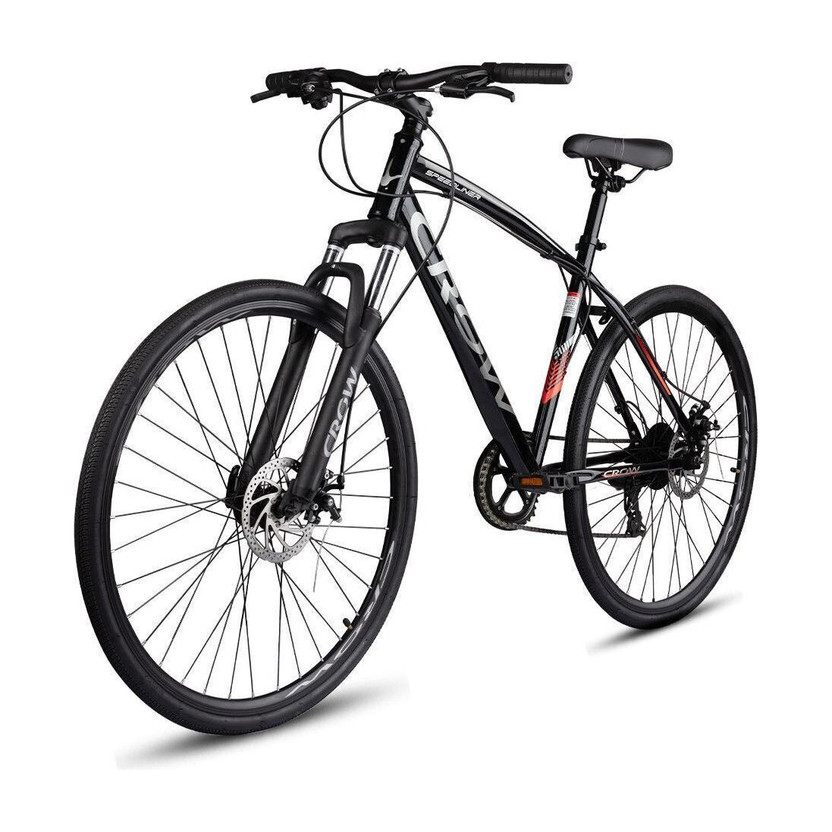Crow SPEEDLINER 7 SPEED|geared| FRONT SUSPENSION|DUAL DISC|HYBRID|700C 700C T (inch) Hybrid Cycle/City Bike(7 Gear, Black, Only Front Suspension)