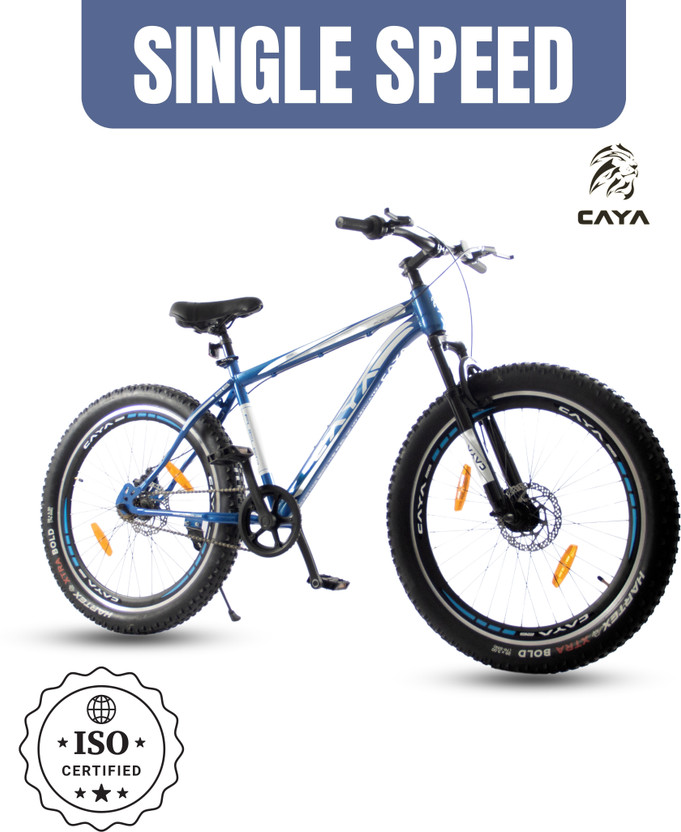 CAYA Fueled 24" Metallic Misano Blue Dual Disc, Double Wall Alloy Rims, Front Shocker 24 T (inch) BMX Cycle(Single Speed, Blue, Rigid)