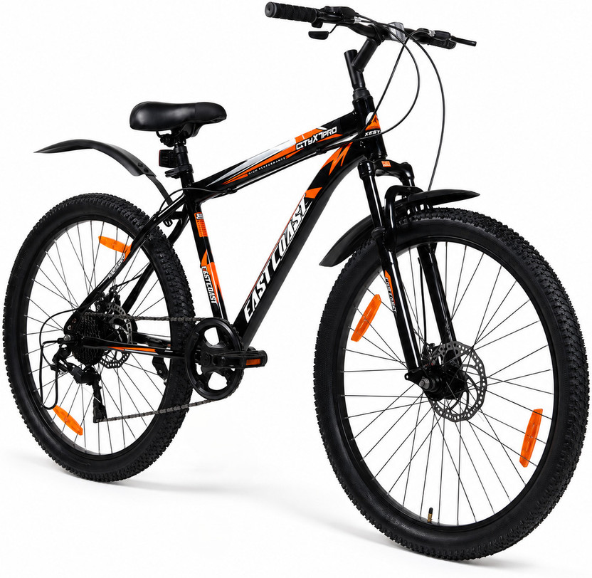 EAST COAST MultiSpeed Bike with FS & DD Brake 26 T Mountain Cycle 26 T (inch) Mountain Cycle(7 Gear, Black, Only Front Suspension)