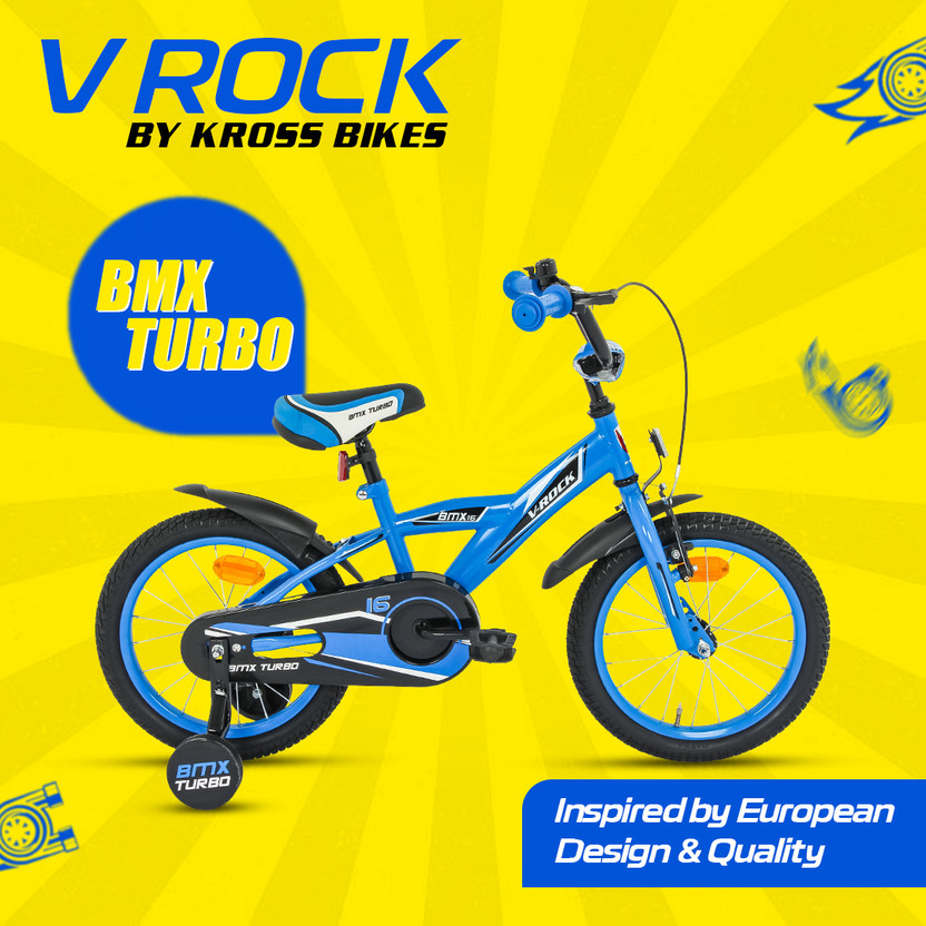 Vrock Bmx Turbo 16T Turbo Blue Kids Bike, Steel Frame, Coaster Hub 16 T (inch) BMX Cycle(Single Speed, Blue, Rigid)