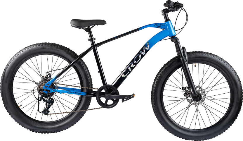 Crow BLACK NINJA 7 SPEED|FAT BIKE|FRONT SUSPENSION|DUAL DISC BRAKE 26 T (inch) Mountain Cycle(7 Gear, Multicolor, Only Front Suspension)
