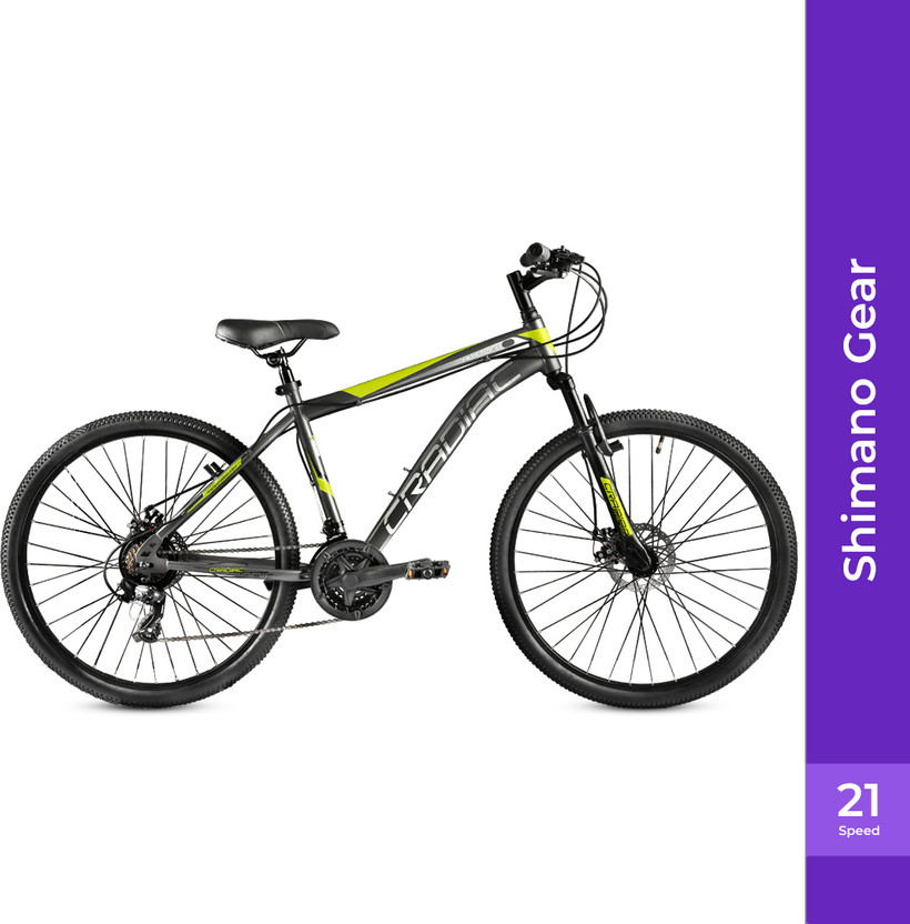 CRADIAC HUSTLER X7 21 SPEED|FRONT SUSPENSION|DUAL DISC BRAKE|shimano gears 29 T (inch) Mountain Cycle(21 Gear, Grey, Only Front Suspension)