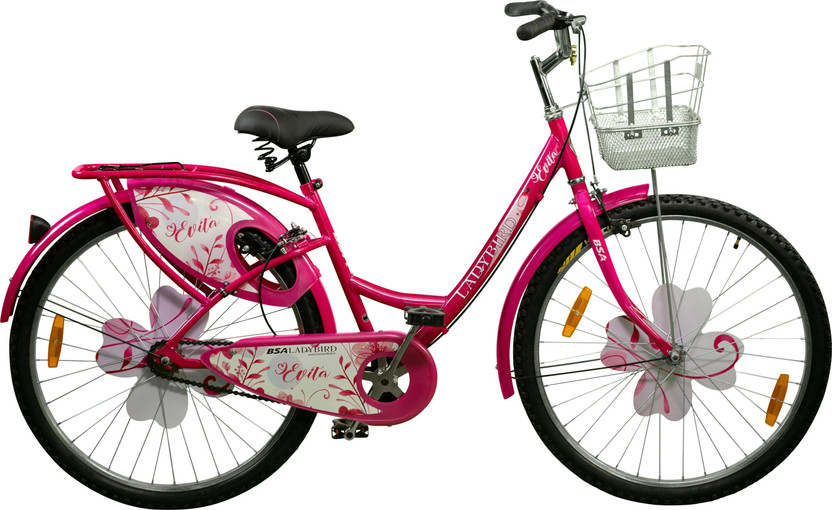 BSA LADYBIRD Evita 26T | 90% Assembled | Pink Colour | Ideal for 13+ Years 26 T (inch) Hybrid Cycle/City Bike(Single Speed, Pink, Rigid)