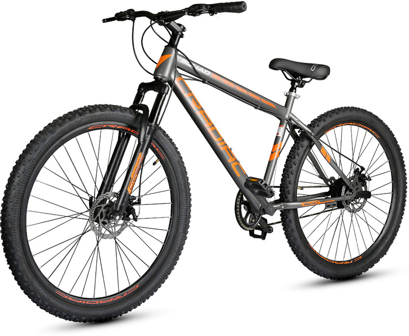 CRADIAC SQUAD SINGLE SPEED|FRONT SUSPENSION FORK| DUAL DISC BRAKES 29 T (inch) Mountain Cycle(Single Speed, Grey, Orange, Only Front Suspension)