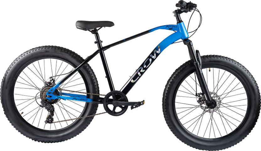 Crow BLACK NINJA 7 SPEED|FAT BIKE|FRONT SUSPENSION|DUAL DISC BRAKE 26 T (inch) Mountain Cycle(7 Gear, Multicolor, Only Front Suspension)