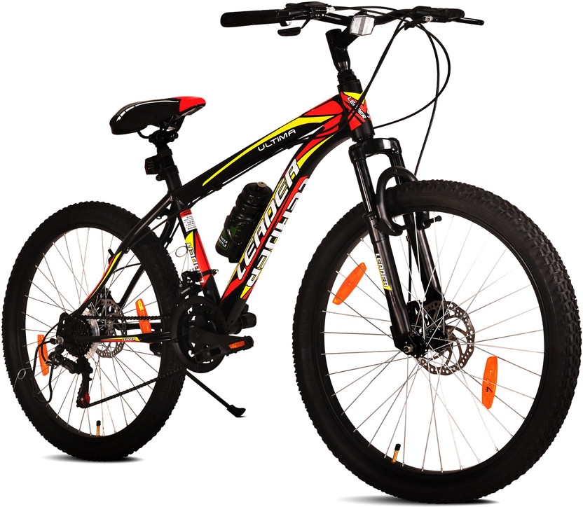 LEADER Ultima MultiSpeed (7 Speed) Hybrid Cycle with FS & DD Brake 26 T (inch) Hybrid Cycle/City Bike(7 Gear, Black, Red, Only Front Suspension)