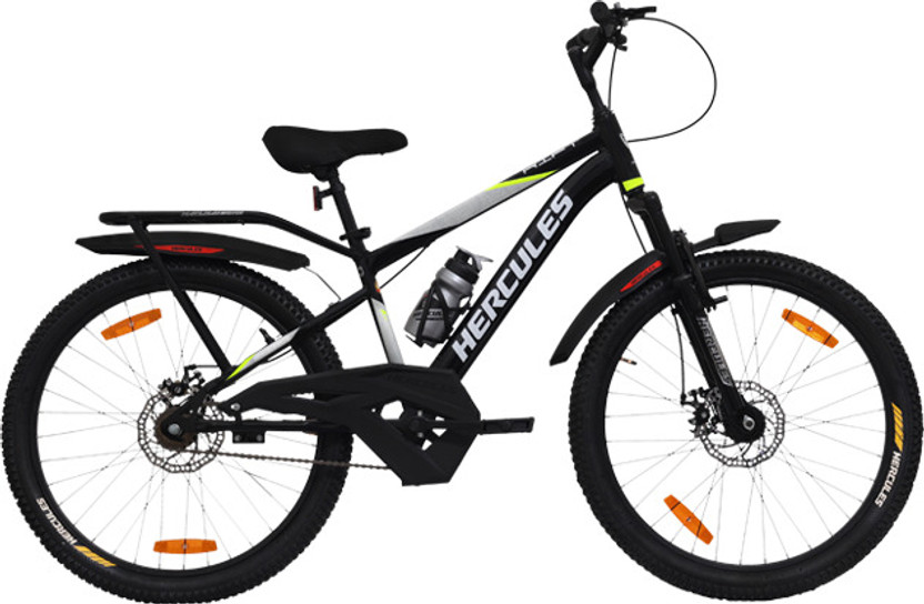 HERCULES RIFT IC FX | Front-Suspension | Dual Disc Brake |26*2.40 WIDE TYRE 26 T (inch) Mountain Cycle(Single Speed, Black, Only Front Suspension)