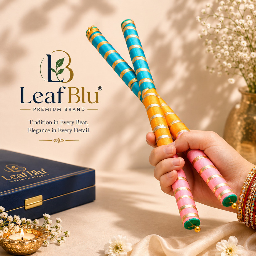 LeafBlu Premium Quality Navratri Wooden Dandiya Sticks for Garba Night (Pack of 1 Pair) Dandia Sticks(Multicolor)
