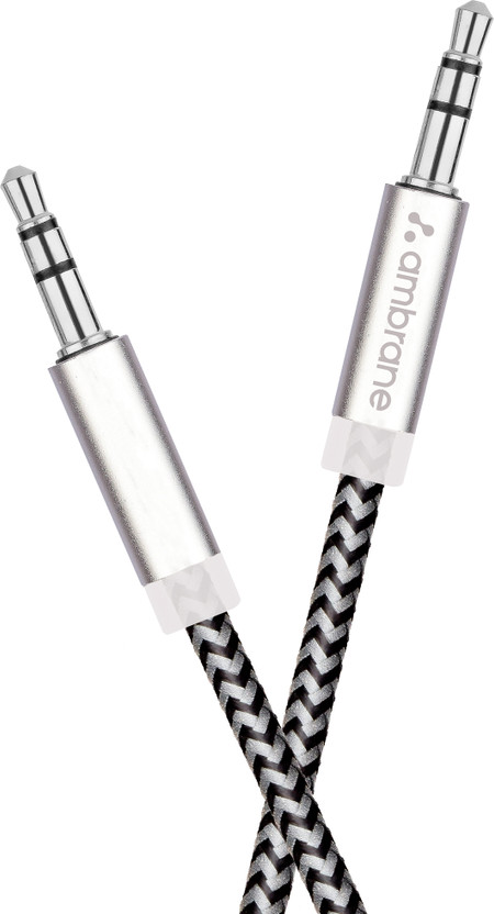 Ambrane AUX Cable 1 m ABCAX 10(Compatible with smartphones, laptops, speakers, cars, Black, NA)
