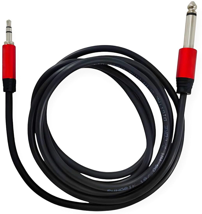 Moxe AUX Cable 1.5 m 3.5mm Male to 6.5mm Male Audio Cable(Compatible with Headphones, Mixers, Speaker, Guitar, Keyboard, Amplifiers, Black, One Cable, 3.5mm Jack To 6.35mm Jack)