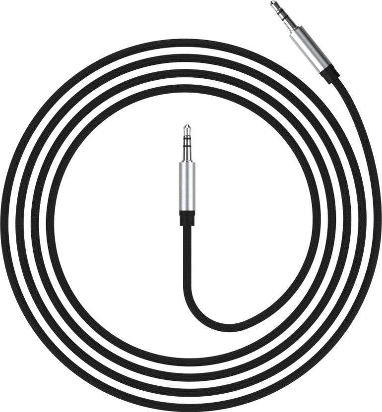Mozu AUX Cable 1.5 m Copper ,Braided,Metal Pin,Lossless audio output(Compatible with Mobile, Tablet, PC, Laptop, Gaming Console, Black, One Cable)