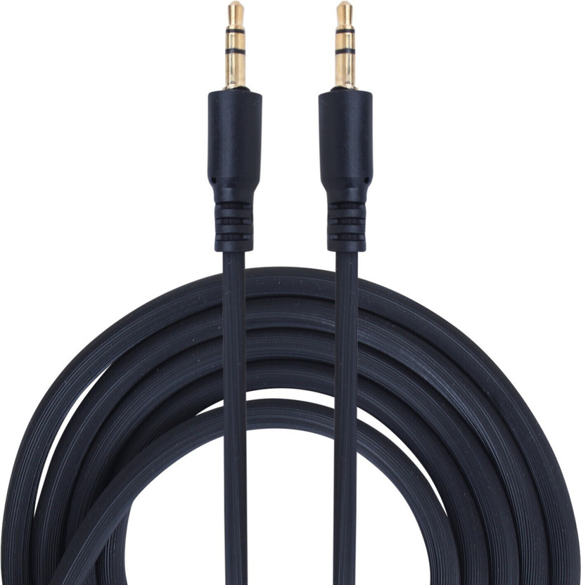 MAK AUX Cable 1 m MX-121 3.5mm Male to Male Stereo Audio Aux Cable With Gold Plated Connectors- 1M (Black)(Compatible with Smart Phones, MP3 Players, Tablets, Black, One Cable)