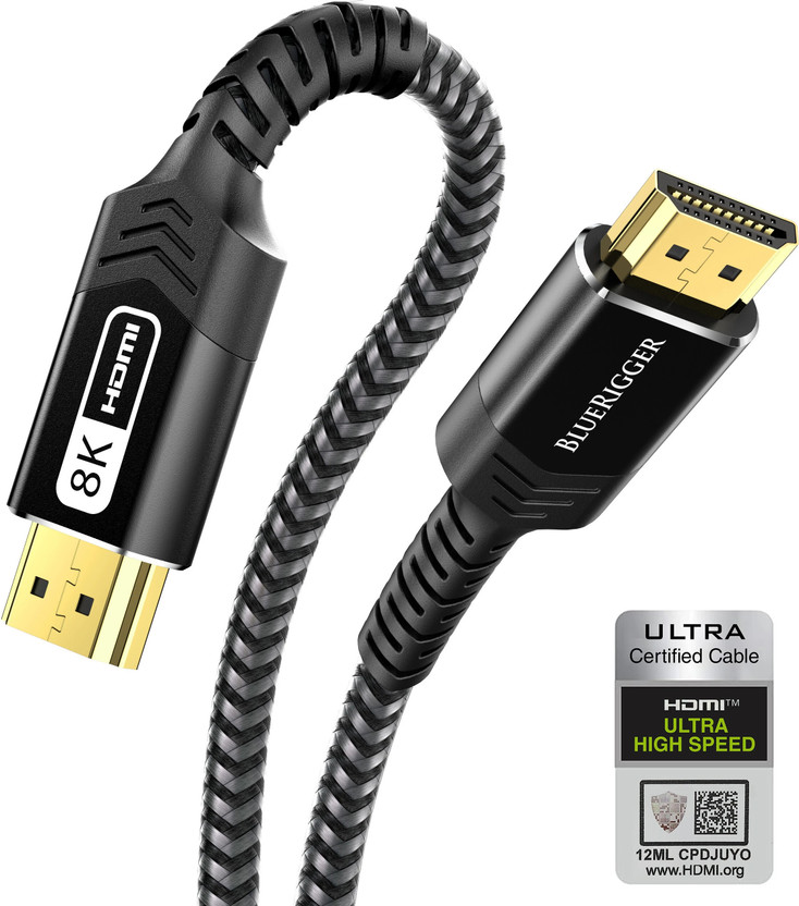 BlueRigger HDMI Cable 3 m Ultra Series 8K Cable with 48Gbps Speed, (10 Feet / 3 Meters)(Compatible with COMPUTER, TV, Gaming Console, Black, One Cable, NA)