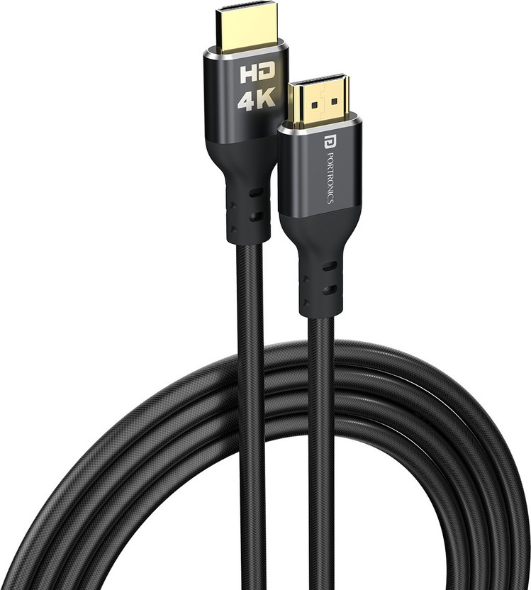 Portronics HDMI Cable 3 m Konnect Stream 4K@60Hz HDMI to HDMI Cable(Compatible with Laptop, Monitor, Grey, One Cable)