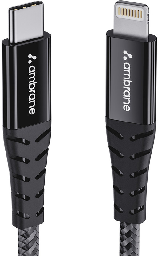 Ambrane Lightning Cable 3 A 1.25 m ABTL-125(Compatible with Mobile, Black, One Cable)