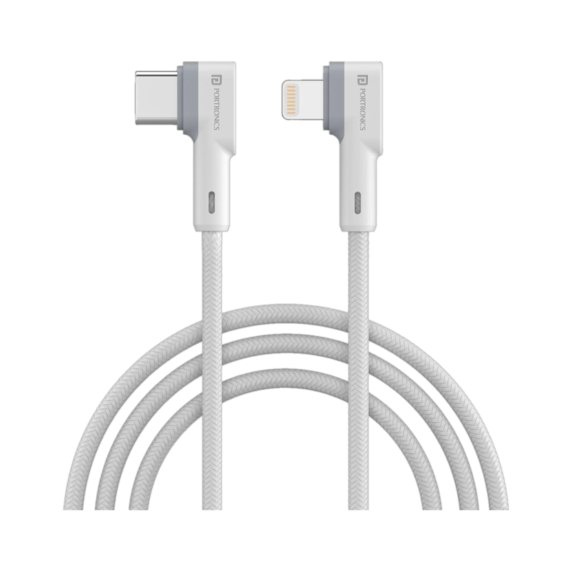 Portronics Lightning Cable 3 A 1.2 m POR 1439(Compatible with Smartphones, Tablet, White, One Cable, NA)