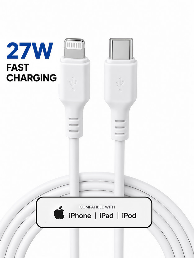 Ailkin Ailkin Lightning Cable 1 m iPhone Lightning to USB Cable for Charging, Data Transfer & Device Sync(Compatible with iPhone 5/6/6S/7/8/X/11/12/13 Series, iPad Air/Mini/Pro & iPod Devices, White, One Cable, USB Type C To Lightning) - Flipkart Deal