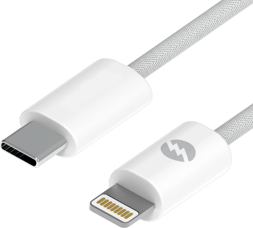 AMKETTE Lightning Cable 3 A 1.2 m Fast Charging Data Cable, Fabric Braided, 480Mbps Sync(Compatible with iPhone 5/5s/6/6s/7/8/X/XR/XS/11/12/13/14, iPhone SE, iPad mini/Air/Pro and more, White, One Cable, USB Type C To Lightning)