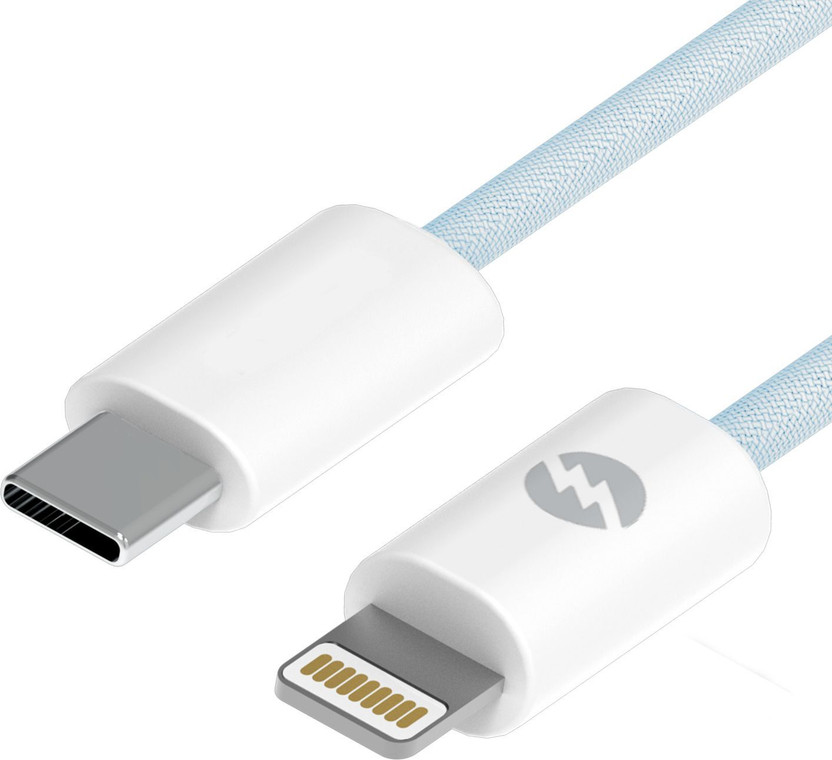 AMKETTE Lightning Cable 3 A 1.2 m Fast Charging Data Cable, Fabric Braided, 480Mbps Sync(Compatible with iPhone 5/5s/6/6s/7/8/X/XR/XS/11/12/13/14, iPhone SE, iPad mini/Air/Pro and more, Blue, One Cable, USB Type C To Lightning)