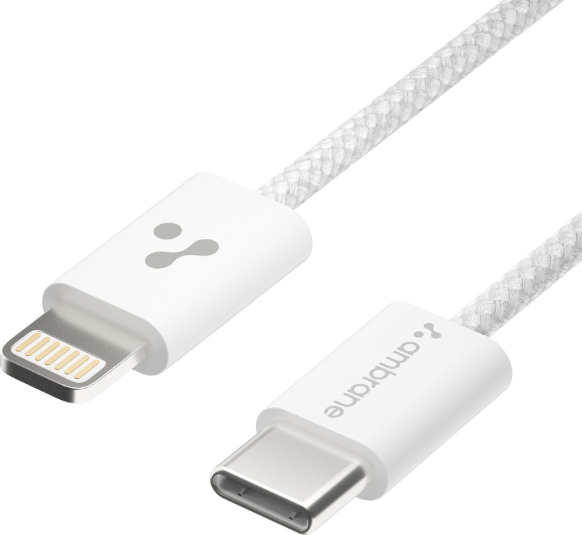 Ambrane Lightning Cable 1.2 m ABTL-Q12(Compatible with iPhones, iPads, AirPods, White, One Cable)