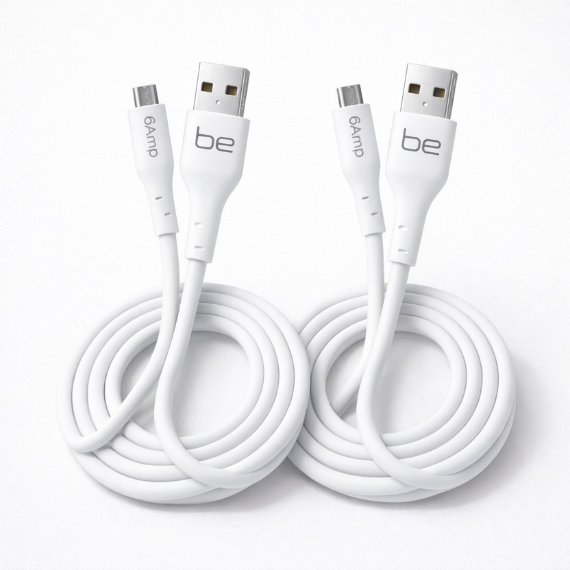 BE BE Micro USB Cable 6 A 1 m TPE (Pack of 2)(Compatible with Smartphone tablet gaming devices & all Micro USB compatible devices, White, Pack of: 2, USB Type A To Micro USB) - Flipkart Deal