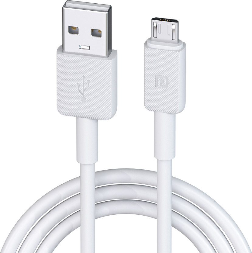 Portronics Micro USB Cable 1 m Konnect Link Fast Charging Cable with 480mbps Data Transfer(Compatible with Android and Other Micro USB Supported Devices, White, One Cable, NA)