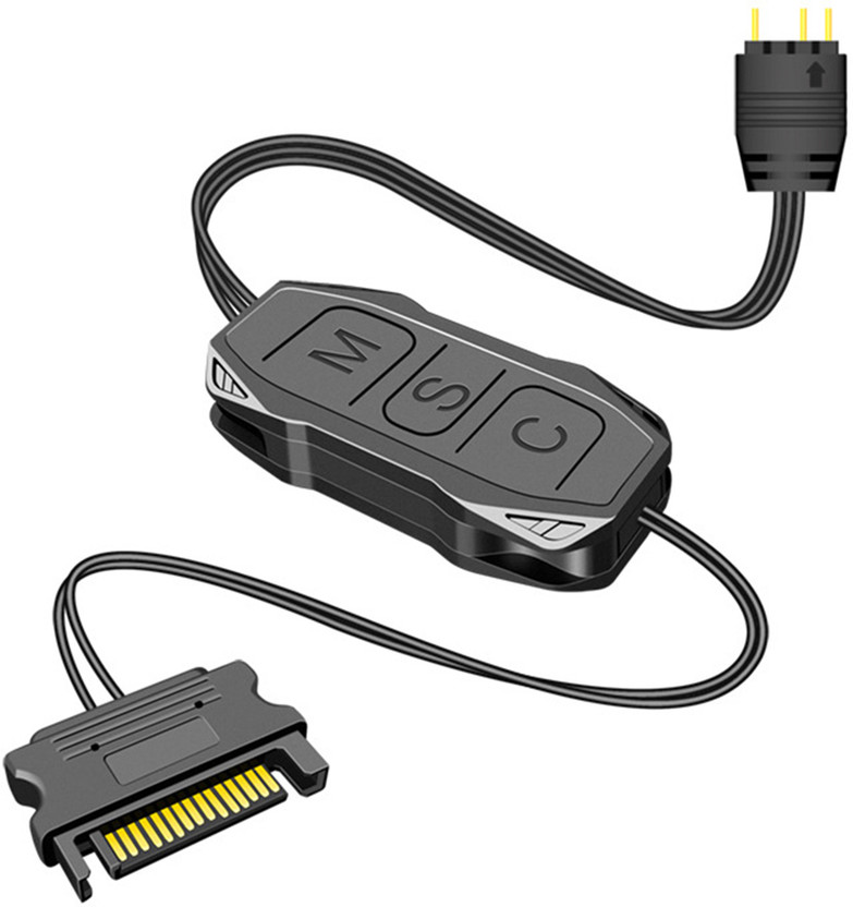 Verilux Power Cord 1 m ARGB Controller Multi Lighting Modes SATA Power 5V 3PIN(Compatible with HDTV, Black, One Cable, 3 Pin Male To USB Type C)