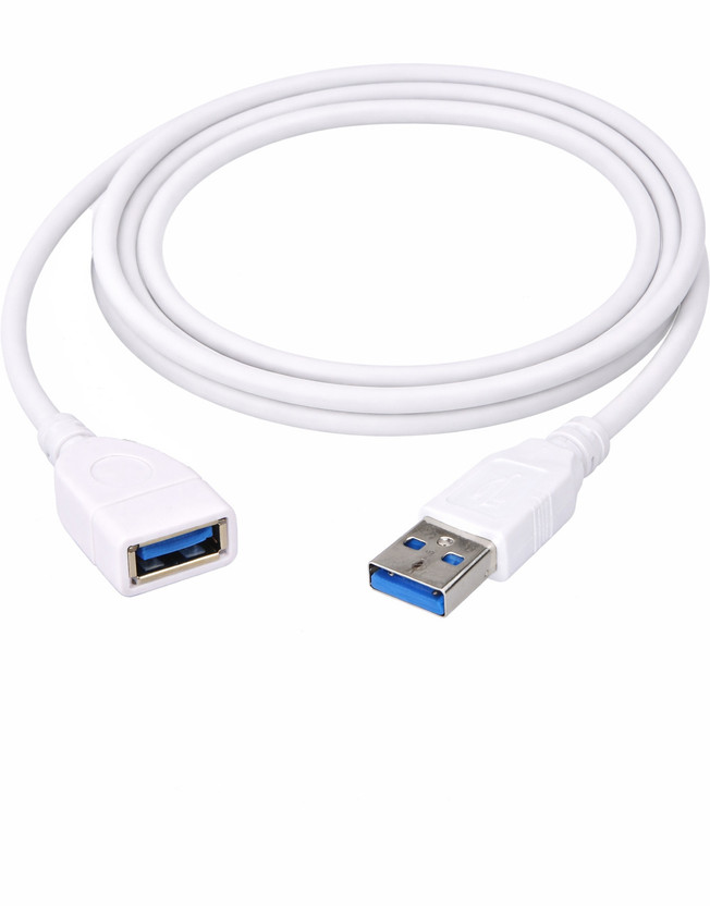 Evaton Power Sharing Cable 1 m USB Type A Male To Type A Female(Compatible with USB 2.0 Extension Cable For Printers,Computer,Laptop,Gaming Console, White, One Cable, USB Type A To USB Type A Female)