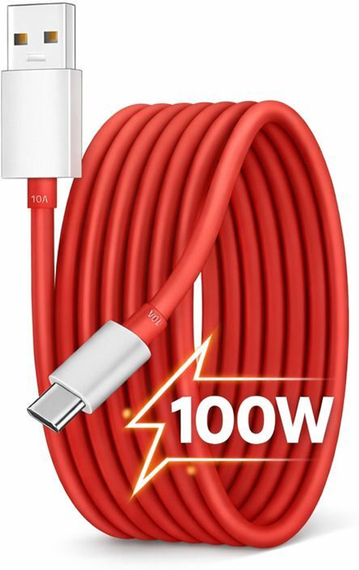 Marchpower Type C 12 A 1 m Original 100W Supervooc Fast Charging Cable 2026(Compatible with OnePlus 15,15R,13,13R,12,12R,11,11R,10R, OnePlus Nord 4 / CE 4, OnePlus Nord 5, Red, One Cable, USB Type C To USB Type C)