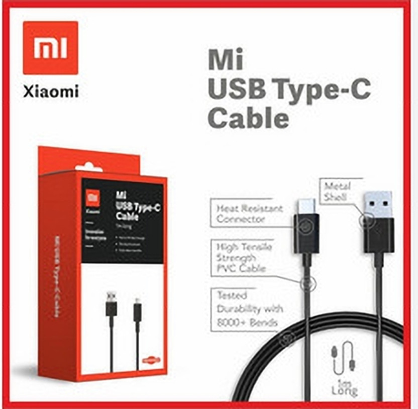 REDMI Type C 1 m USB FAST CHARGING DURABLE CABLE(Compatible with ALL DEVICES, Black, One Cable)