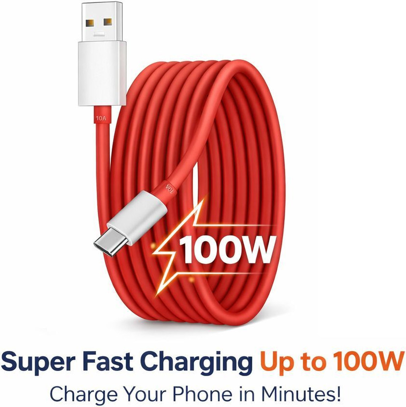 Marchpower Type C 5 A 1 m Original 100W Supervooc Fast Charging Cable 2026(Compatible with OnePlus 15,15R,13,13R,12,12r,11,11r,10r,10t,10 pro,9 Pro,5,4,3,2t,Ce5,Ce2 Lite, Red, One Cable, USB Type C To USB Type C)