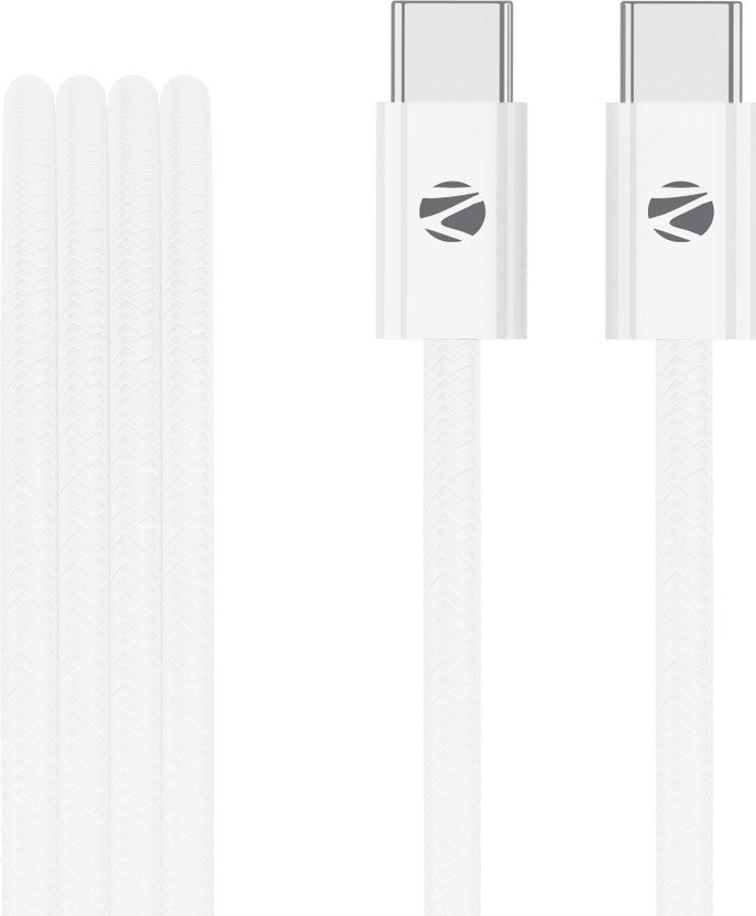 ZEBRONICS Type C 2 m ZEB-WATTZ 240CC1(Compatible with Office & Home Use, White, One Cable)