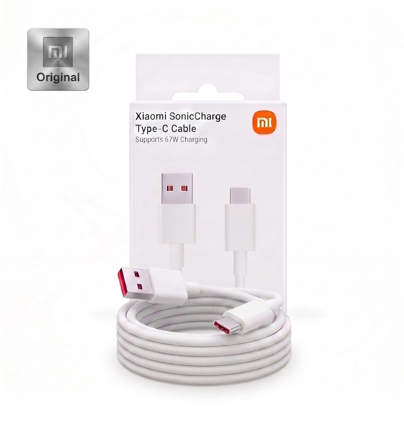XIAOMI Type C 3 A 1 m TPE XMUSBTC100(Compatible with All Devices, White, One Cable, USB Type A To USB Type C, 80 W)
