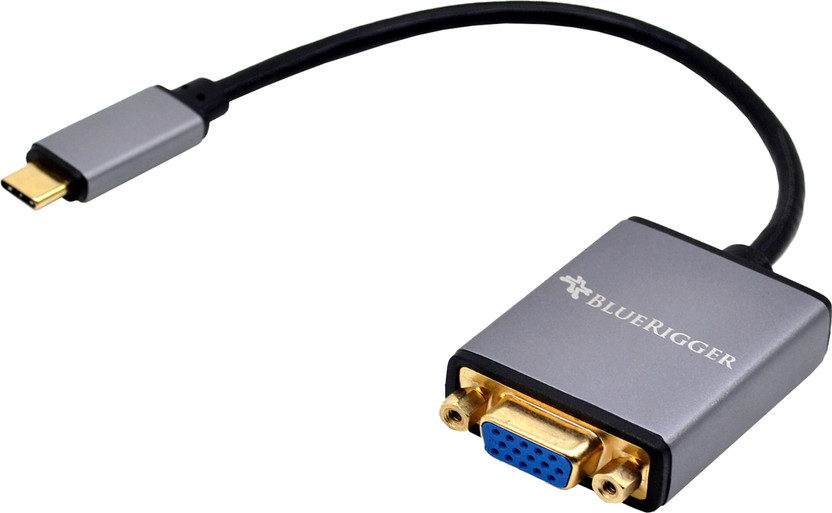 BlueRigger VGA Cable 0.1 m Premium USB C 3.1 Male to VGA Female Adapter (Thunderbolt 3 Compatible) for MacBook Pro 2017/18/19/20, MacBook Air/iPad Pro 2020, Surface Book 2, Samsung Galaxy S8/S9/S20, Note 10 and more (20 CM)(Compatible with Camera, Computer, Gaming Console, Laptop, MP3 Player, Speake