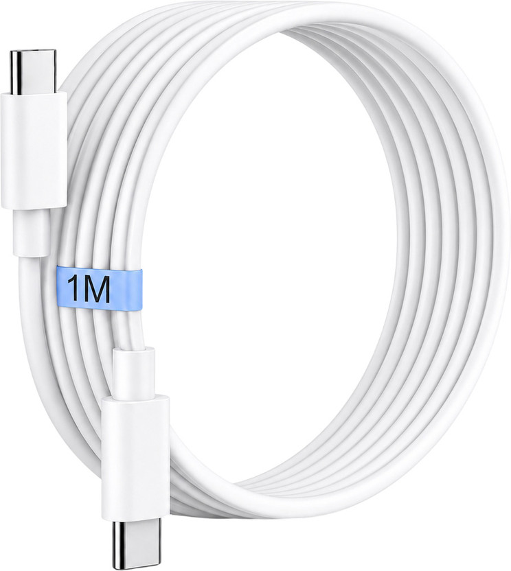 Zybux Type C 5 A 1 m Samsung Original PD Type C to Type C Super Fast Charge and 480 Mbps High Speed Data Sync 3.3ft Data Cable(Compatible with Samsung Galaxy S/Z/A/M/F Phone & Tab Series Earbuds, Smartwatch Support 25W|45W, White, One Cable, USB Type C To USB Type C)