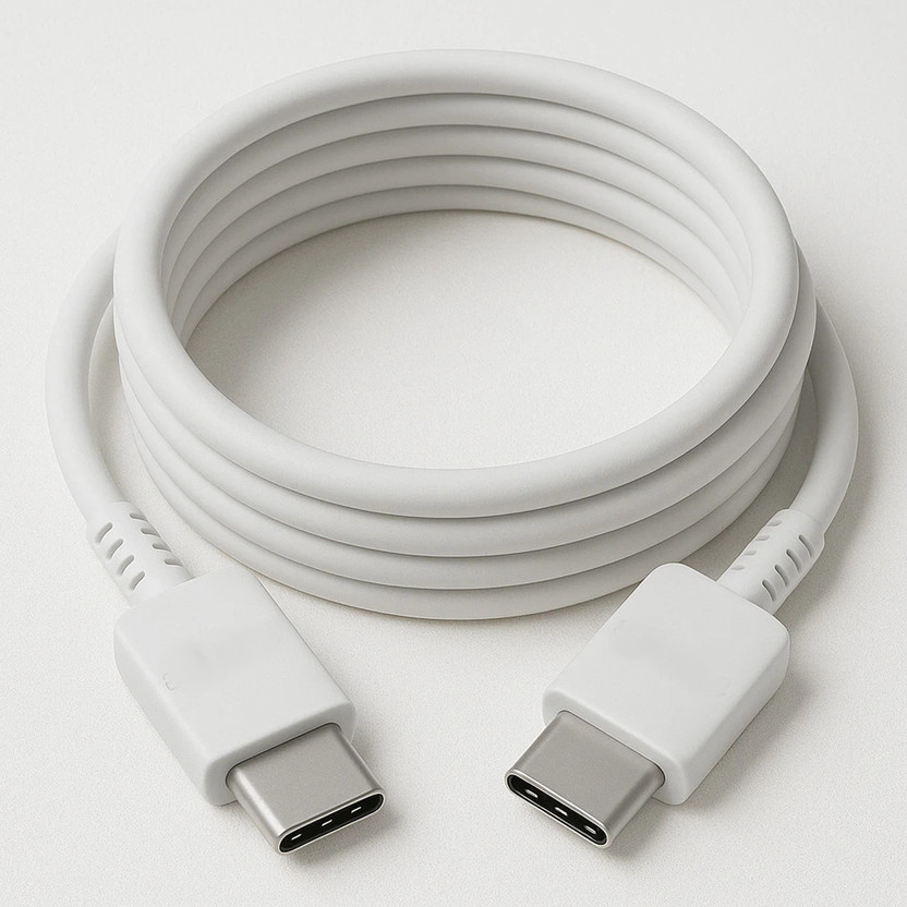 SB Type C 6 A 1 m 25W Type C cable, C to C Cable support FAST CHARGING CABLE(Compatible with Samsung Galaxy Phones including iphone 15/16 promax, airpods, ipad, White, One Cable, USB Type C To USB Type C)