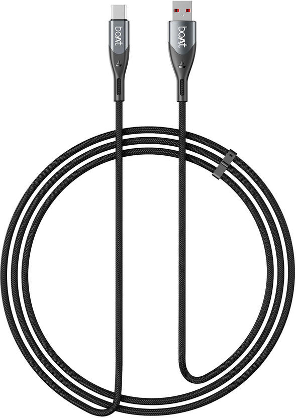 boAt Type C 1.2 m A to C 65W(Compatible with AllDevices with Type-C Port, Carbon Black, Grey)