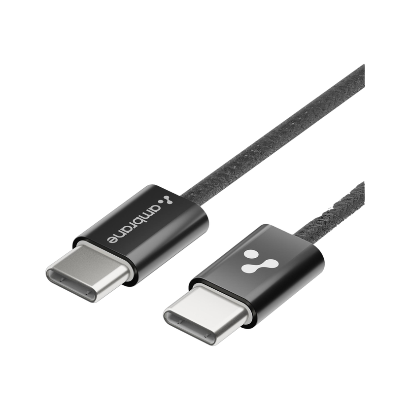 Ambrane USB Type C Cable 3 A 1.2 m ABCC-60(Compatible with All types of Type-C enabled devices, Black, One Cable, USB Type C To USB Type C, 60 W)