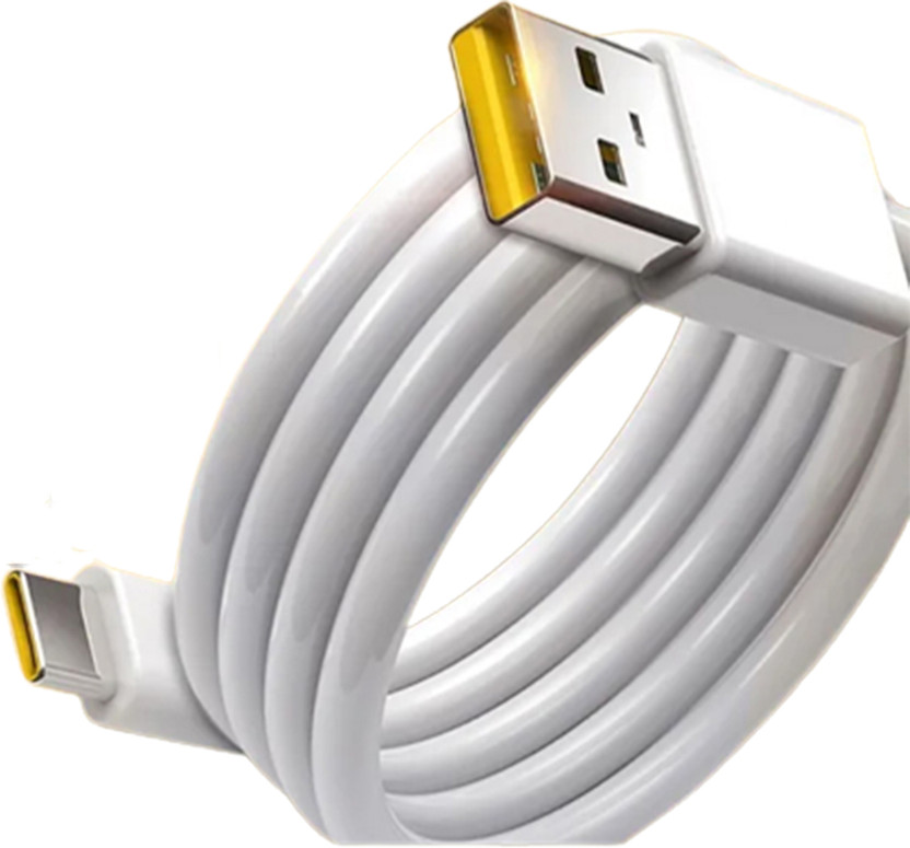 UBPro USB Type C Cable 1.01 m Original VOOC USB Super Fast Type C Cable(Compatible with OPPP/RENO Series, Yellow & White, One Cable, USB Type A To USB Type C)
