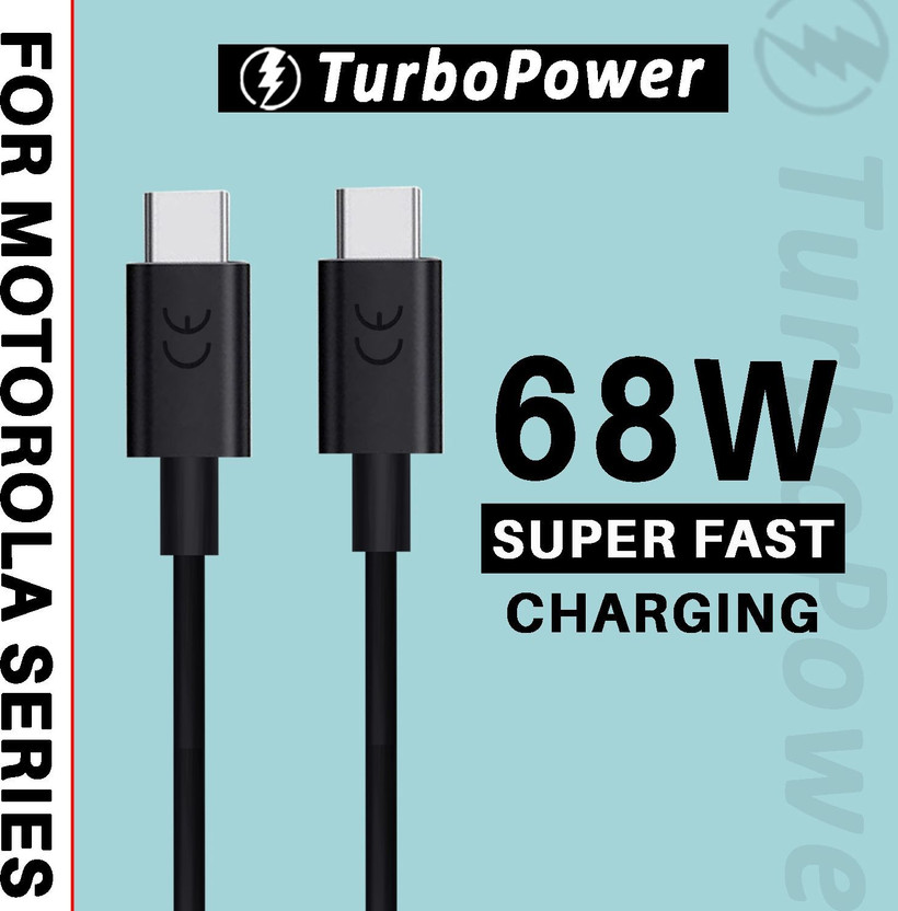 WAALZOX USB Type C Cable 3 A 1 m 68W Turbo Power Super Fast Type C To Type C Data Cable(Compatible with Motorola G85, G84, G64, G62, G60, G54, G52, G45 5G, G35, Black, One Cable, USB Type C To USB Type C, 100 W)