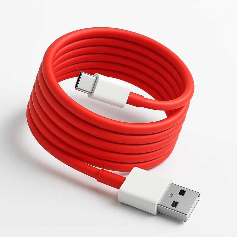 OnePlus USB Type C Cable 1 m NORD 3(Compatible with OnePlus all Mobile Model, Red)