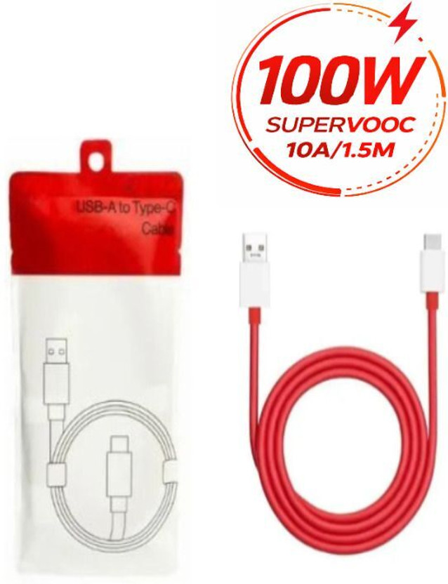 OnePlus USB Type C Cable 10 A 1.5 m Supervooc Type C Data Cable,(Compatible with Oneplus 100W 80W Supervooc Vooc SuperDart, Red, White, One Cable)
