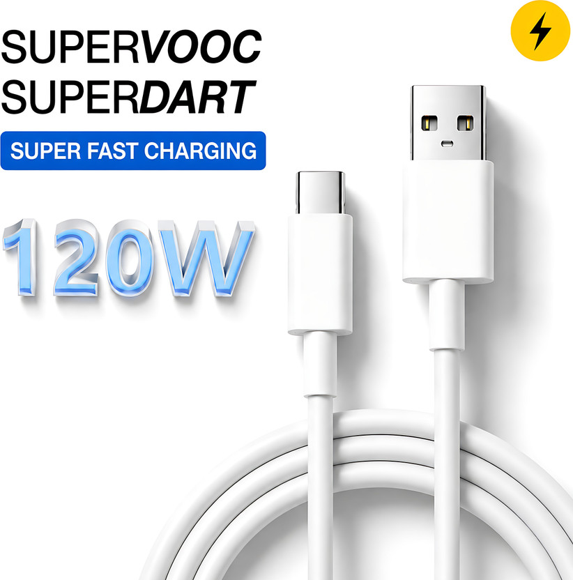 MAK USB Type C Cable 8 A 1 m TPE 120W USB-A to USB-C Fast Charging Cable Compatible with Warp Charge, Dash Charge & SuperVOOC – Heavy Duty Type-C Data Cable(Compatible with OnePlus 15/15R13/13R/12R/12/11/11R/10/10R/9/9R/8/8T,Nord 5/4/3,CE4/3/2/Lite, White, USB Type A To USB Type C, 120 W)